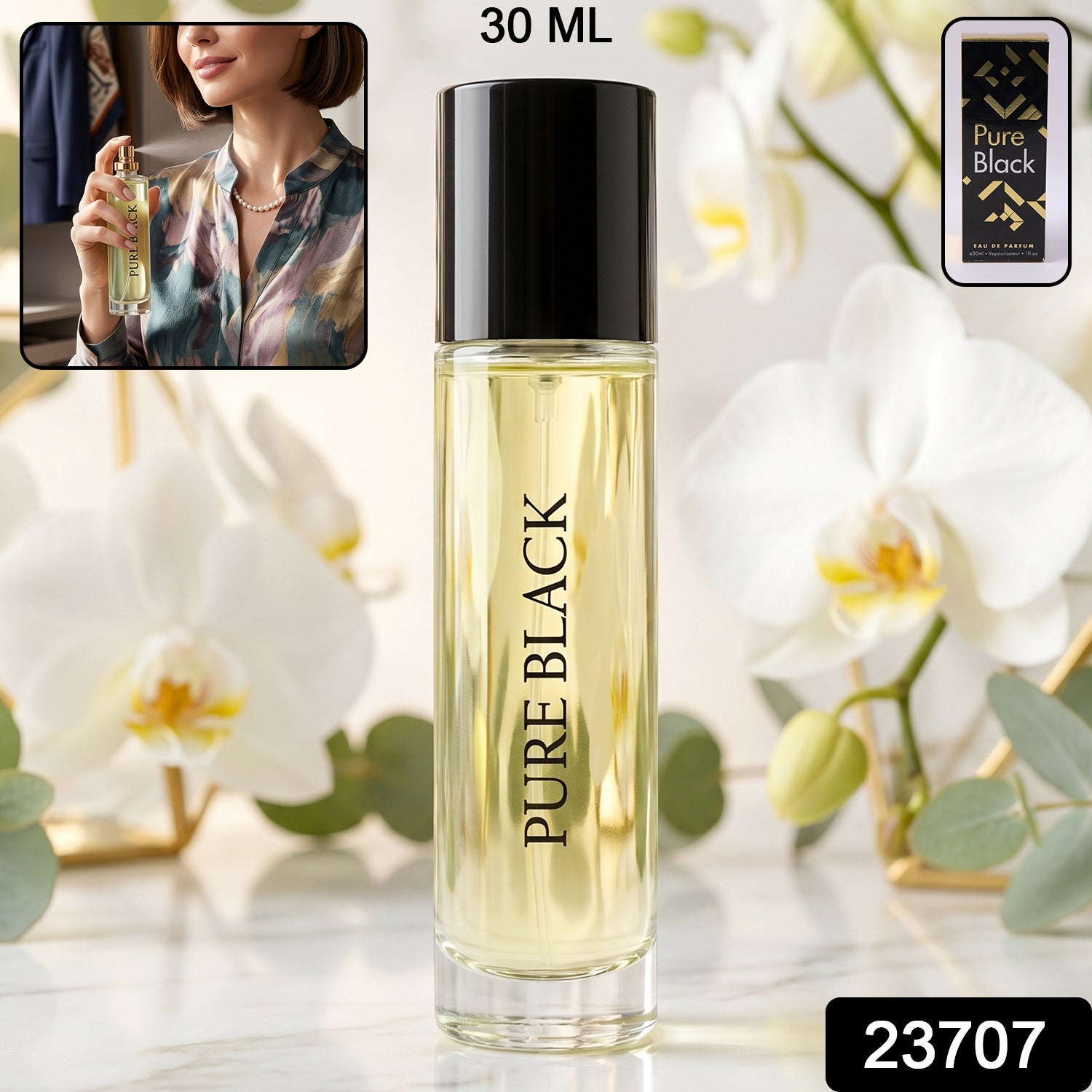 Perfume spray in use showcasing unisex floral citrus fragrance