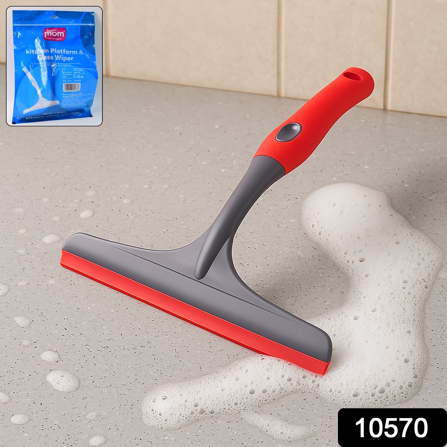 Durable kitchen and glass wiper with ergonomic handle