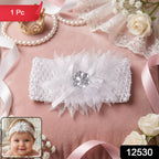 Stylish baby hair headband with floral bow kept in place comfortably