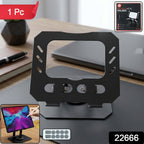 Close-up of the foldable metal tablet stand