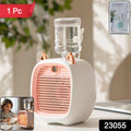 Compact mini air cooler fan with mist spray for personal cooling