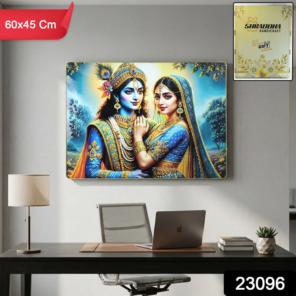 Elegant Radha Krishna wall decor in premium finish, ideal for spiritual ambiance