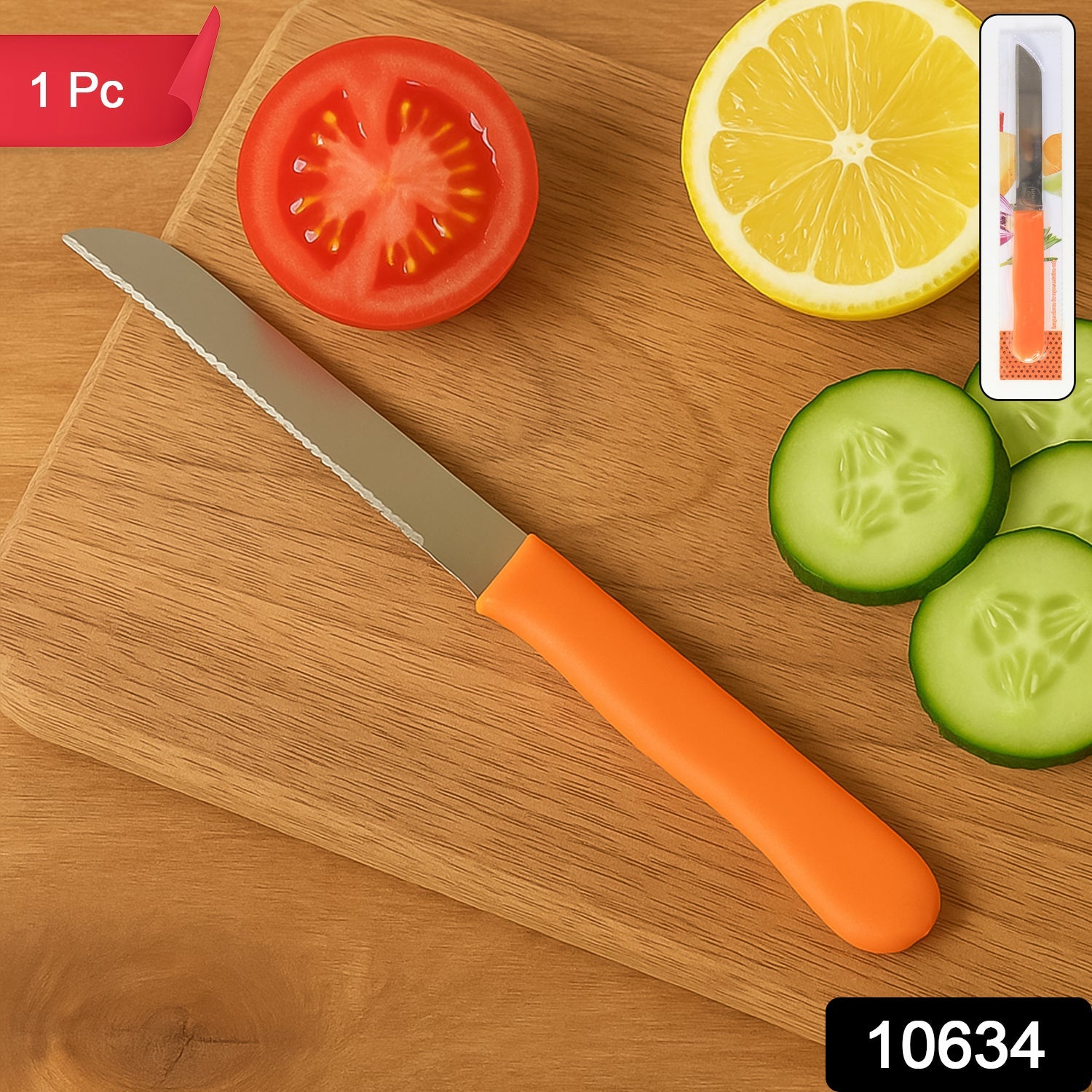 Plain knife featuring ergonomic plastic handle for secure grip and vibrant look