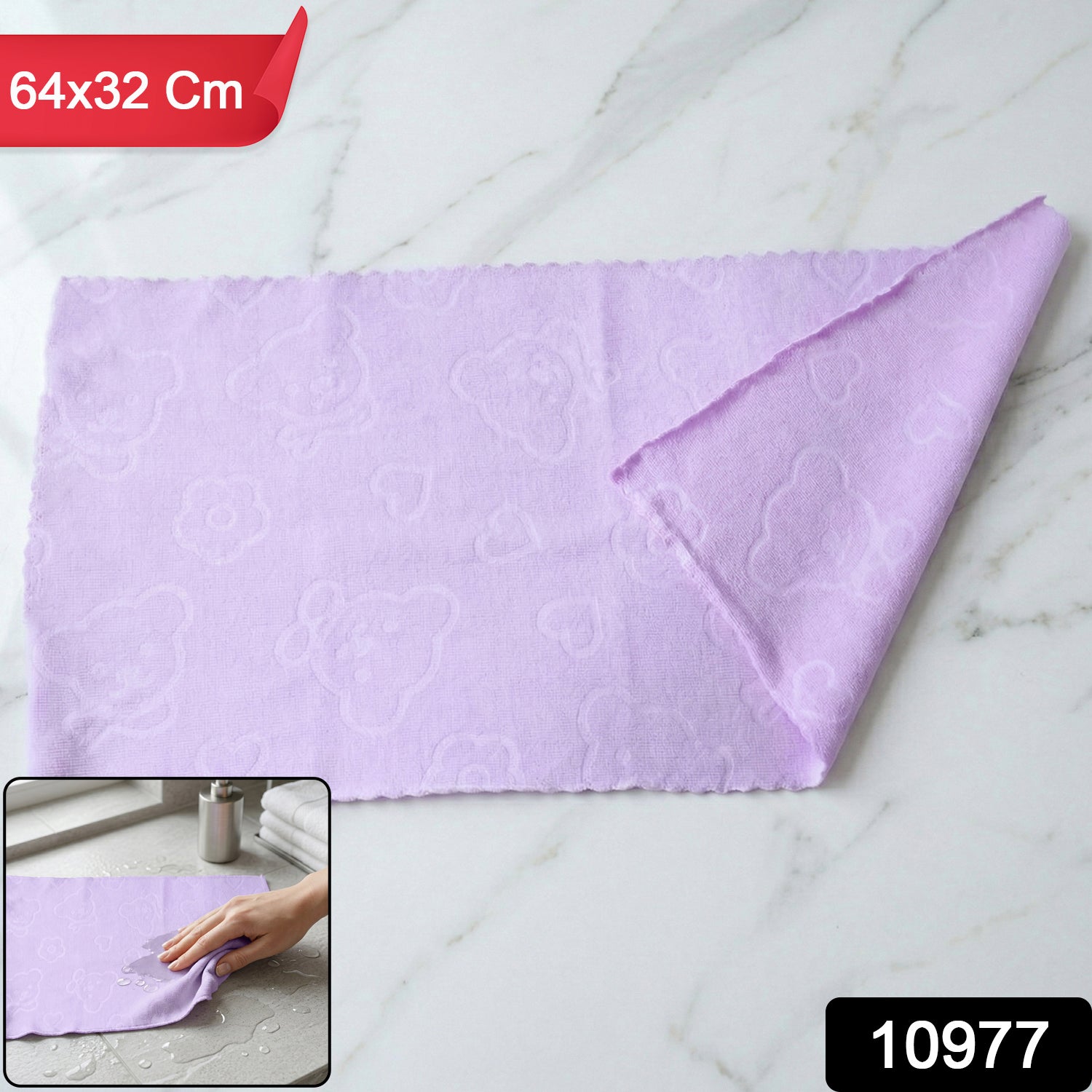 Soft microfiber cleaning towel suitable for kitchen and bathroom use