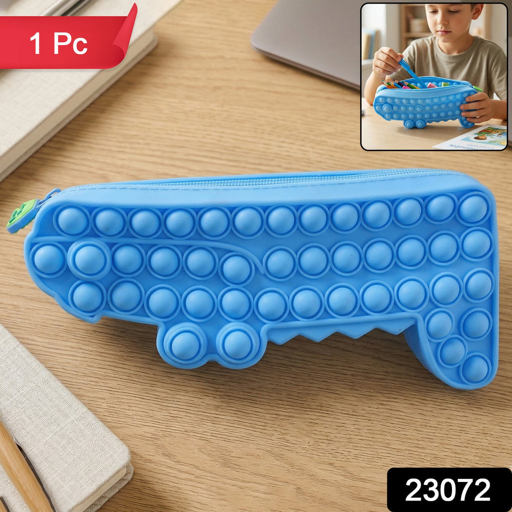 Colorful pop it pencil case with zipper and crocodile design