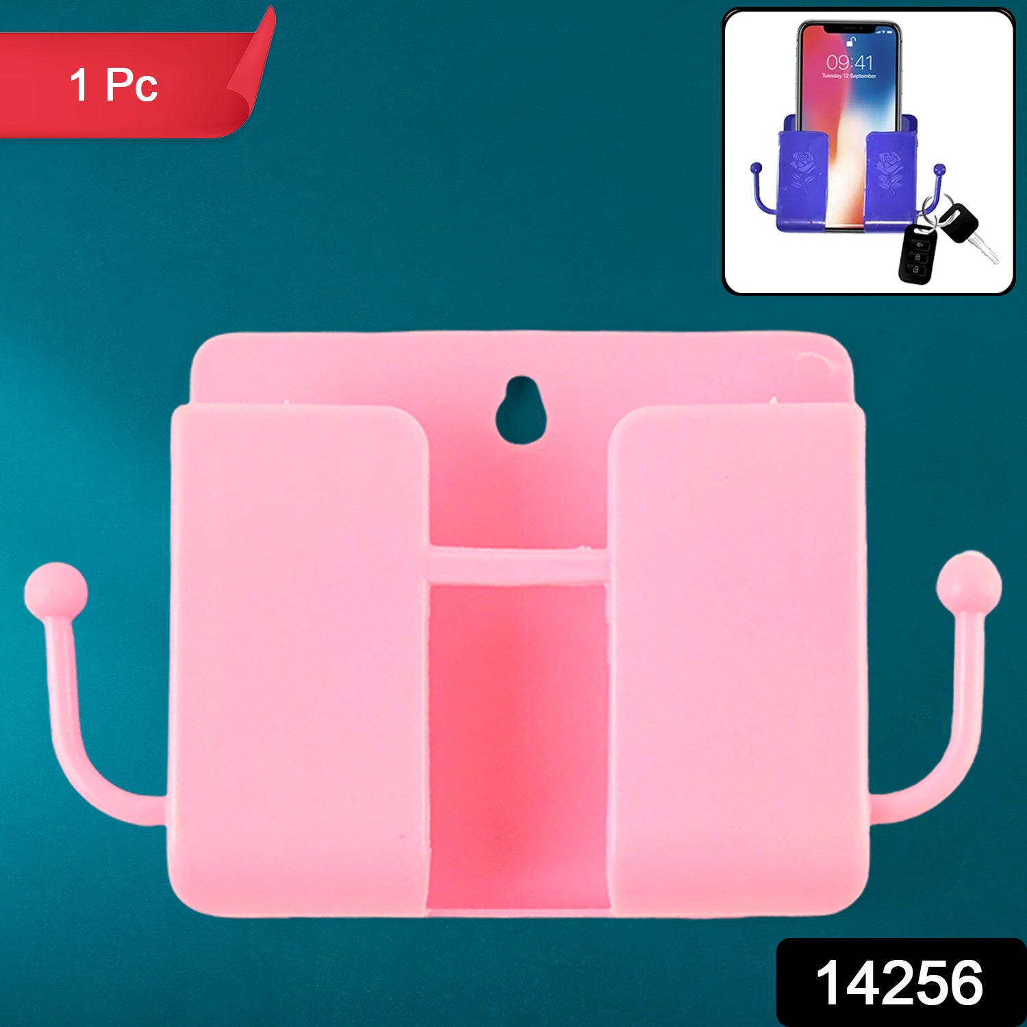 Single piece mobile stand featuring practical hook design for wall mounting