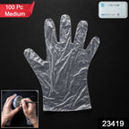 Pack of 100 transparent disposable plastic gloves