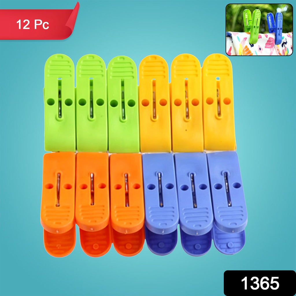 Close-up view of durable plastic cloth drying clips with stainless steel springs.