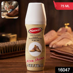 Maxwax liquid shoe polish bottle with sponge applicator for easy use