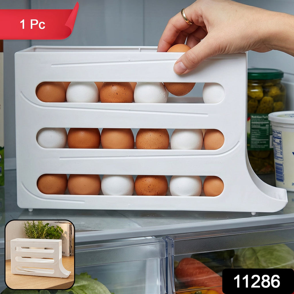 Durable plastic egg holder tray container for fridge