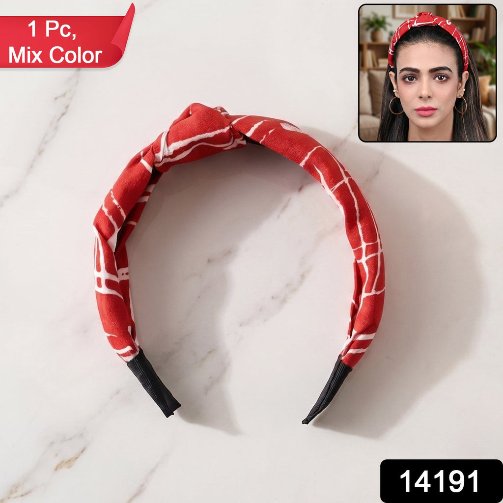Fabric printed headband in red and white mix colors