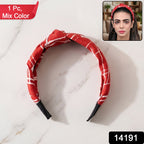Fabric printed headband in red and white mix colors