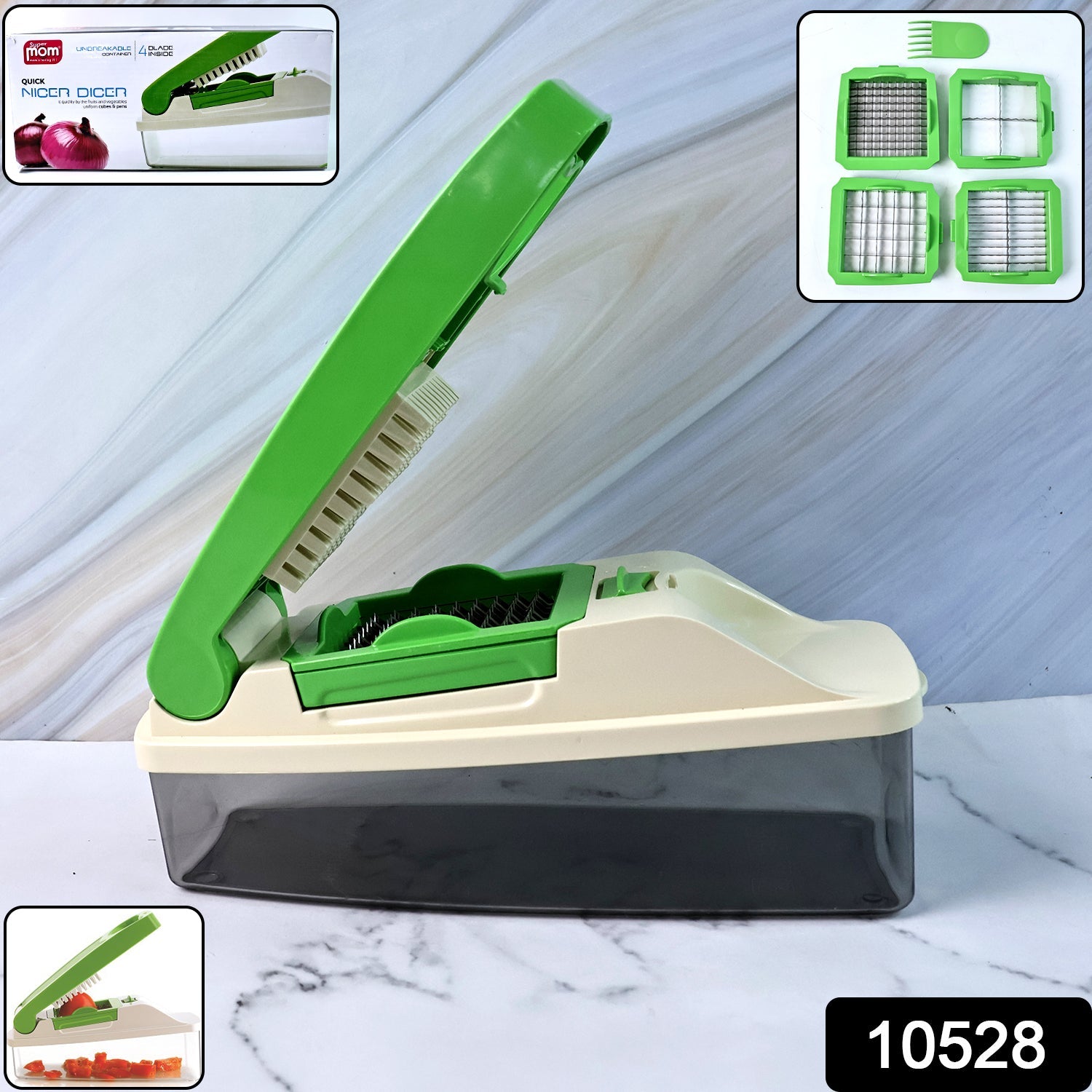 Ergonomic handle on Supermom vegetable chopper for comfortable use