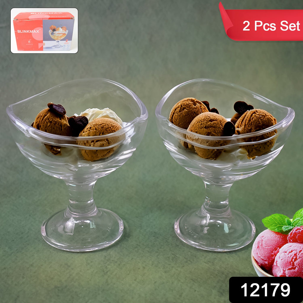 Clear glass dessert bowl filled with a colourful parfait, ready to serve.