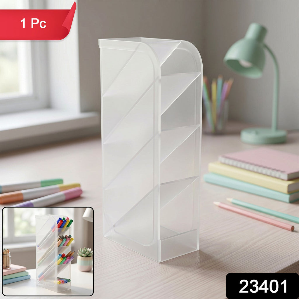 Clear plastic desk supply organizer for office and craft tools