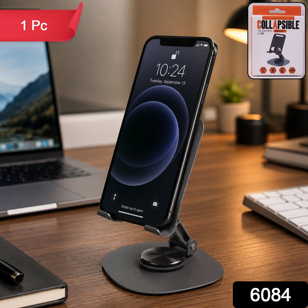 Foldable metal mobile stand holding phone securely for hands-free use