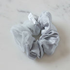 Satin mesh ponytail holder hair scrunchie with elegant dual-tone design