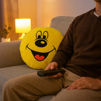 Soft plush cushion with cheerful smiley face design for kids