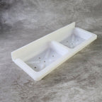 Wall mounted soap and sponge holder made from moisture-resistant plastic