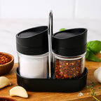 Salt N Pepper Plastic Jar Set with chrome finish stand