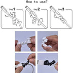 Four white cable protectors shown individually, ready for use on various cords.