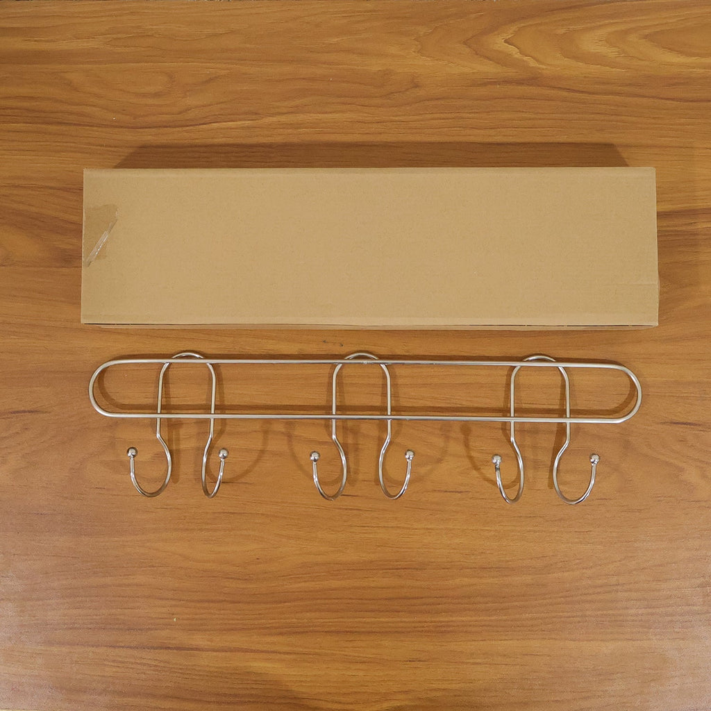 Compact wall mounted hook rack for small spaces