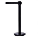 Black base barrier stand crowd control pole with retractable belt system