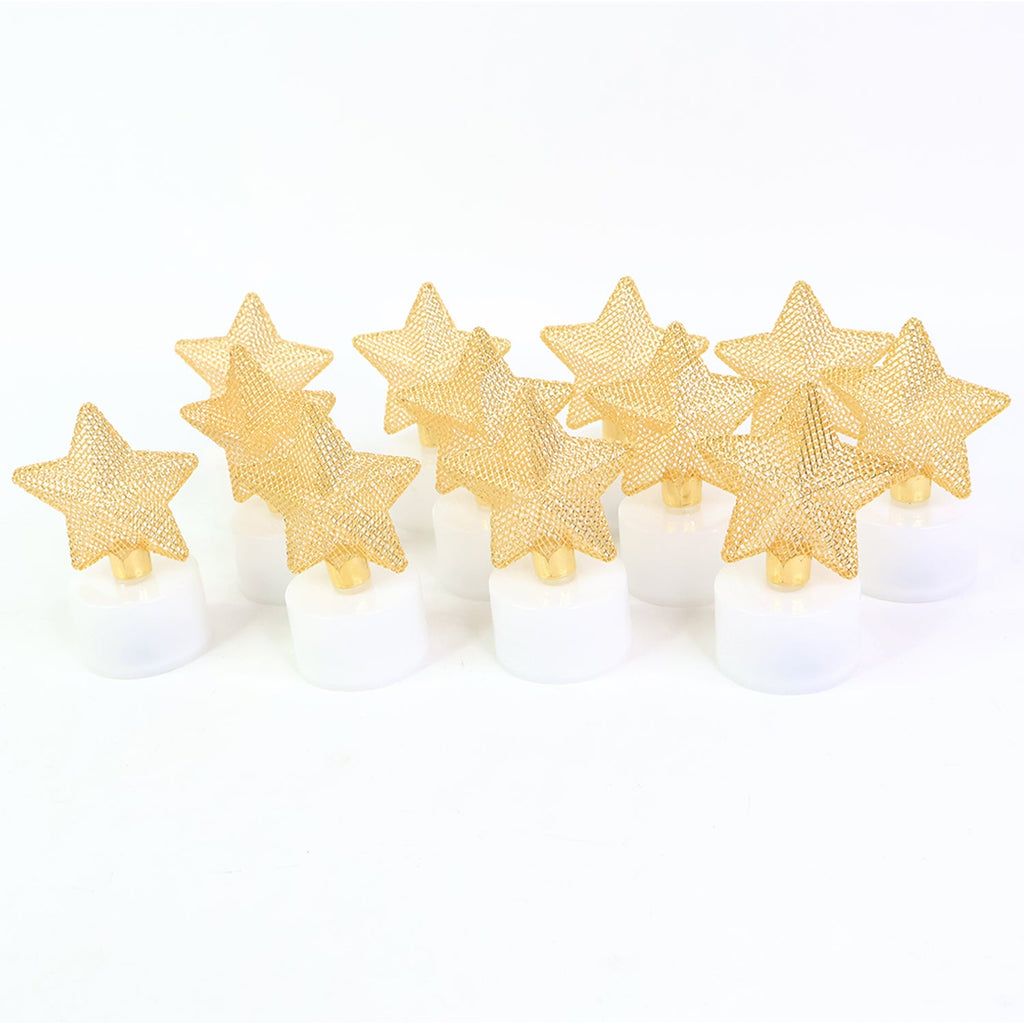 Golden star decorative LED tealight candles for festive decoration