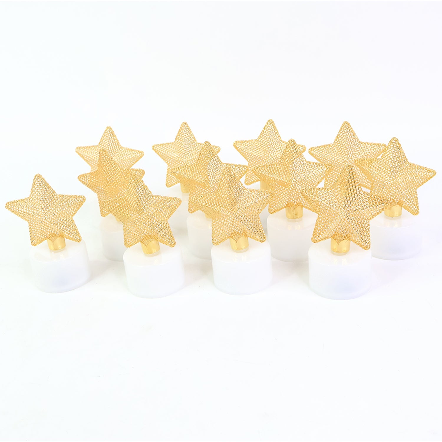 Golden star decorative LED tealight candles for festive decoration