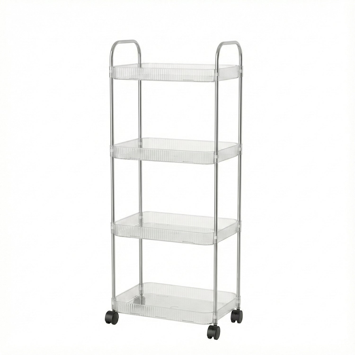 Compact multipurpose storage trolley with four layers and wheels