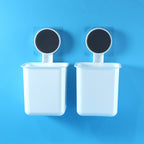 Bathroom organizer cup set featuring wall mounted toothbrush holders for hygienic storage