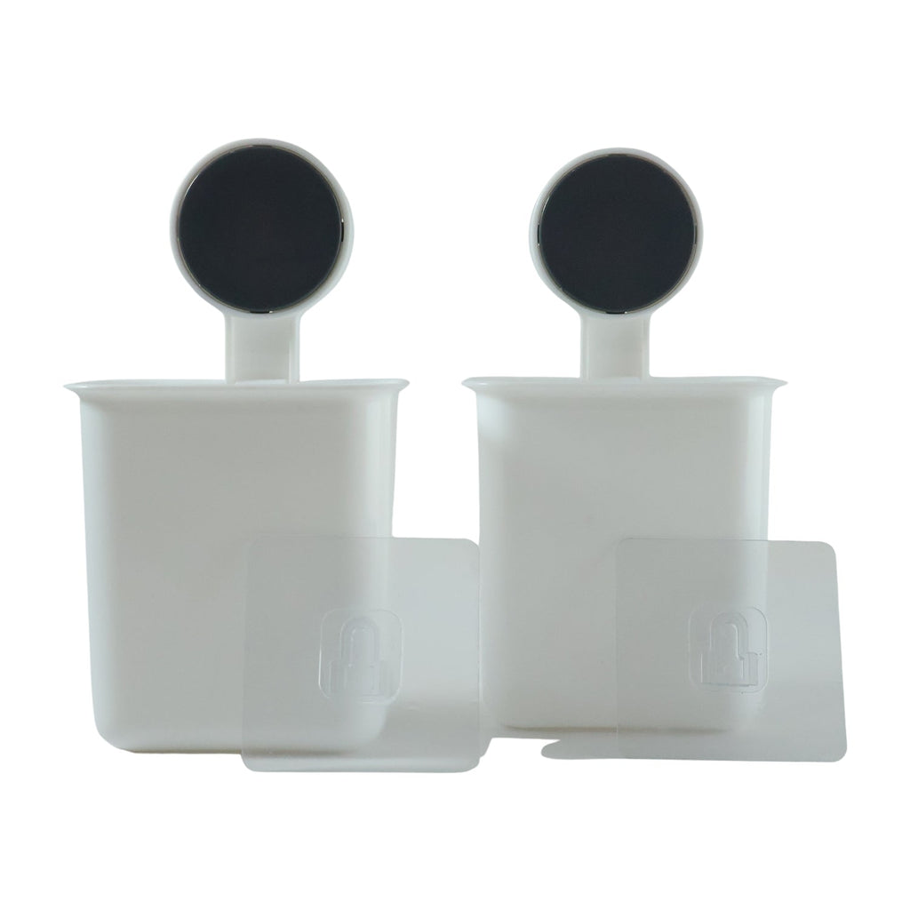 Set of white plastic storage bins ideal for bathroom and kitchen organization