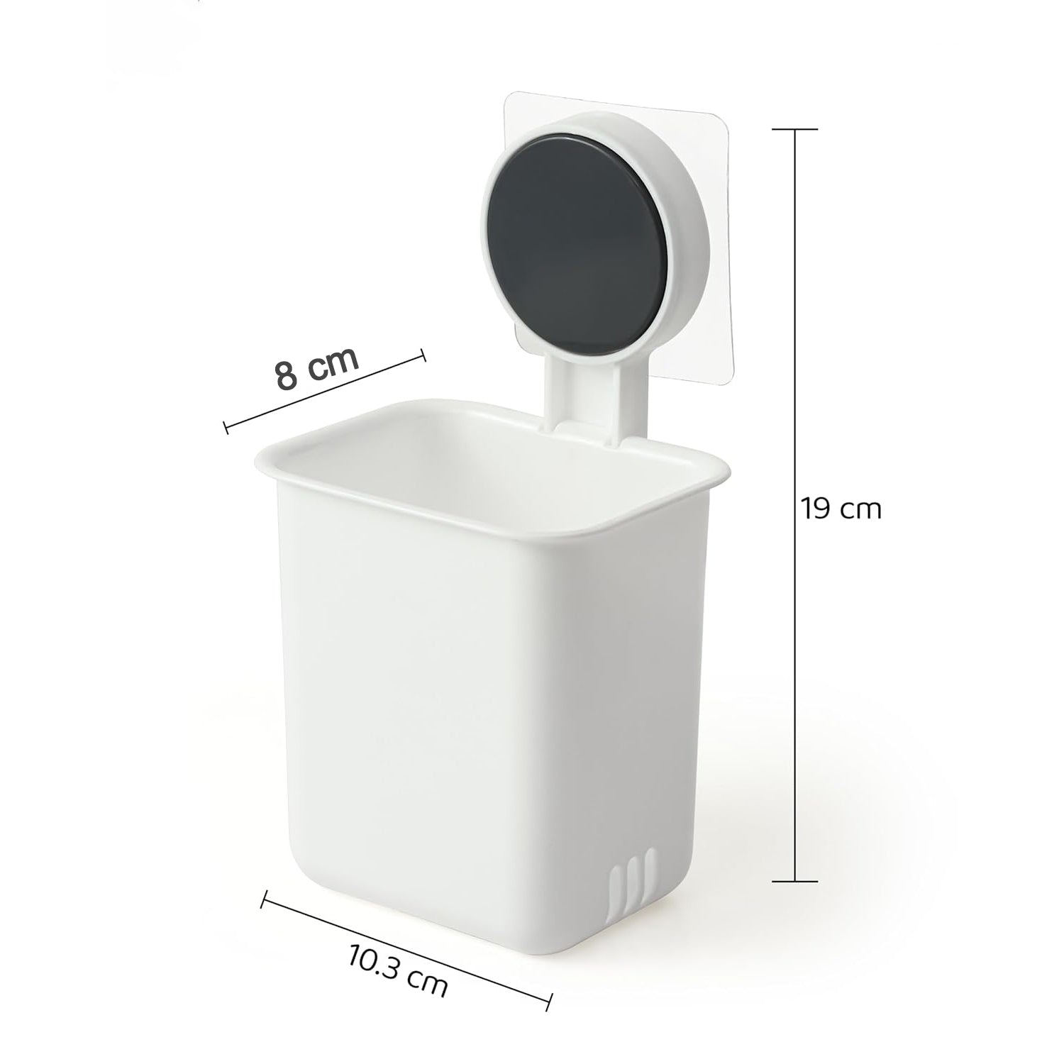 Size reference for wall mounted toothbrush holder showing dimensions