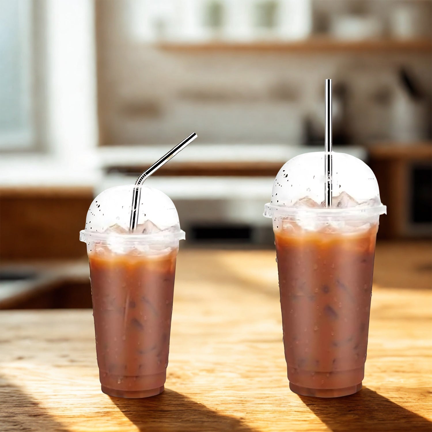 Detailed close-up of the high-quality stainless steel straws, showcasing their design.