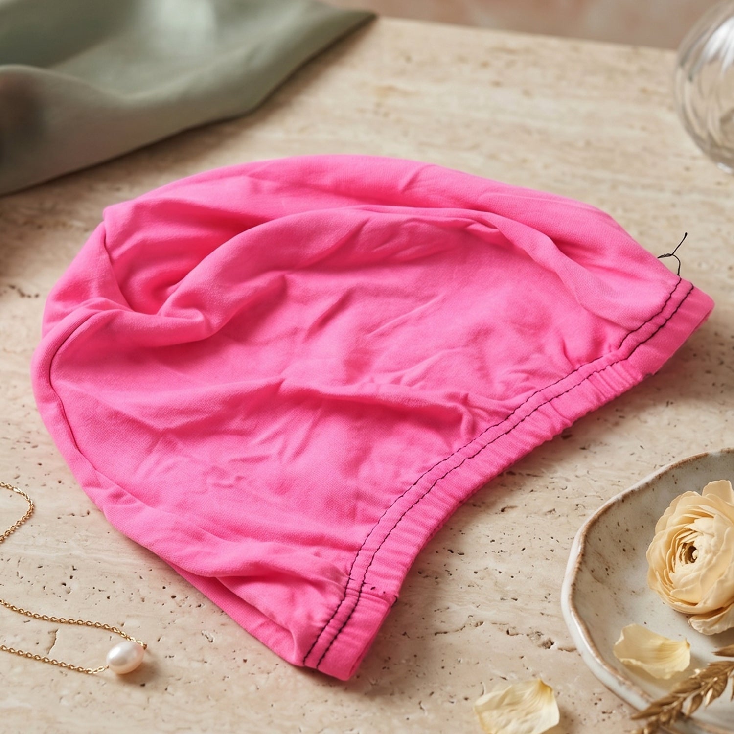 Comfortable pink pool cap made from high-quality materials