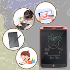 Close-up of the electronic doodle board screen and its included stylus.