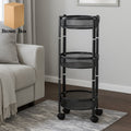 3-layer metal mesh storage trolley with smooth wheels for utility organization