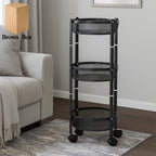 3-layer metal mesh storage trolley with smooth wheels for utility organization
