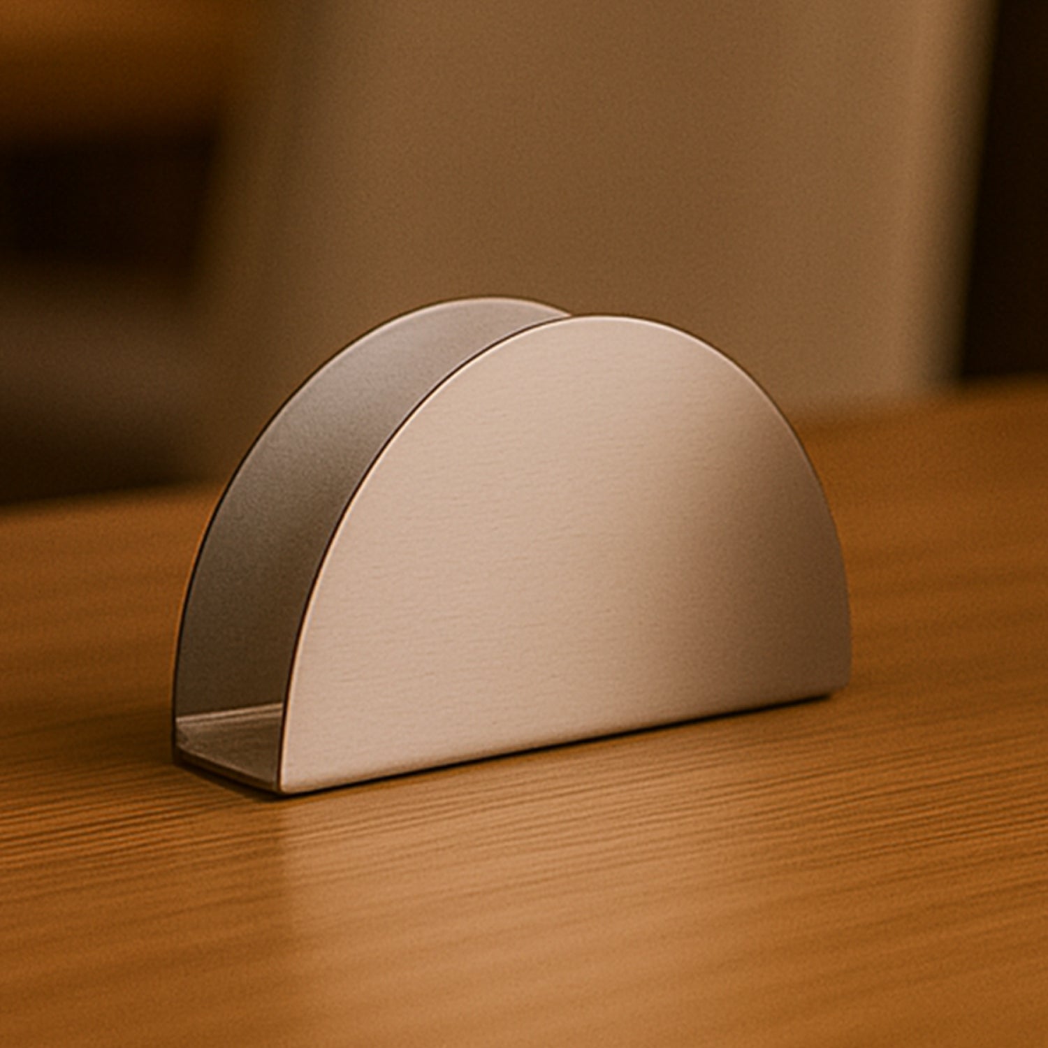 Side view of stainless steel tissue paper holder stand