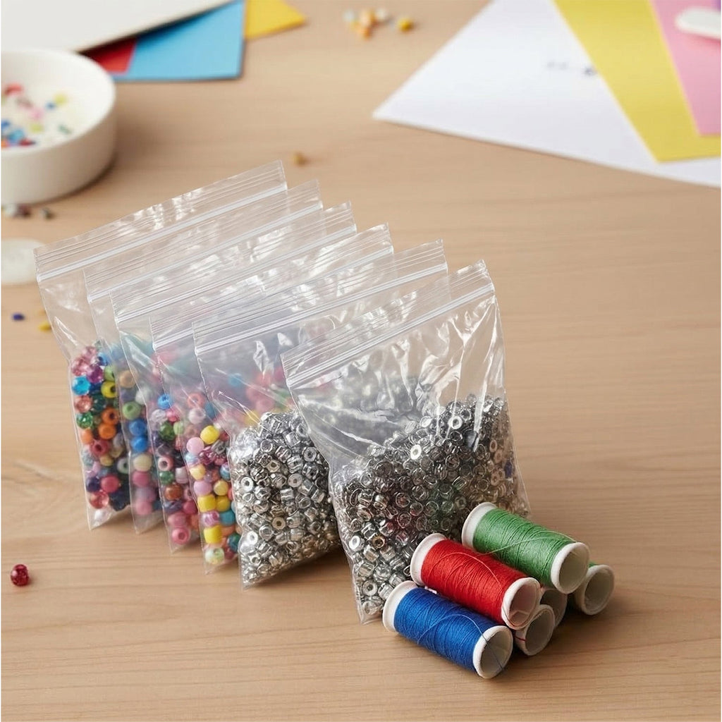 Clear plastic storage bag with zipper seal for home use