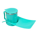 A multi-functional snack tray with a 350ml steel cup, perfect for home use.