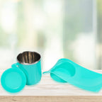 A home snack tray set, ready for use with its robust steel cup.