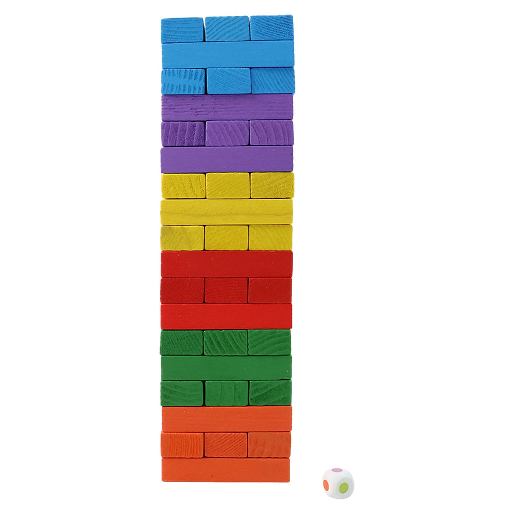 Stacking game featuring smooth wooden blocks
