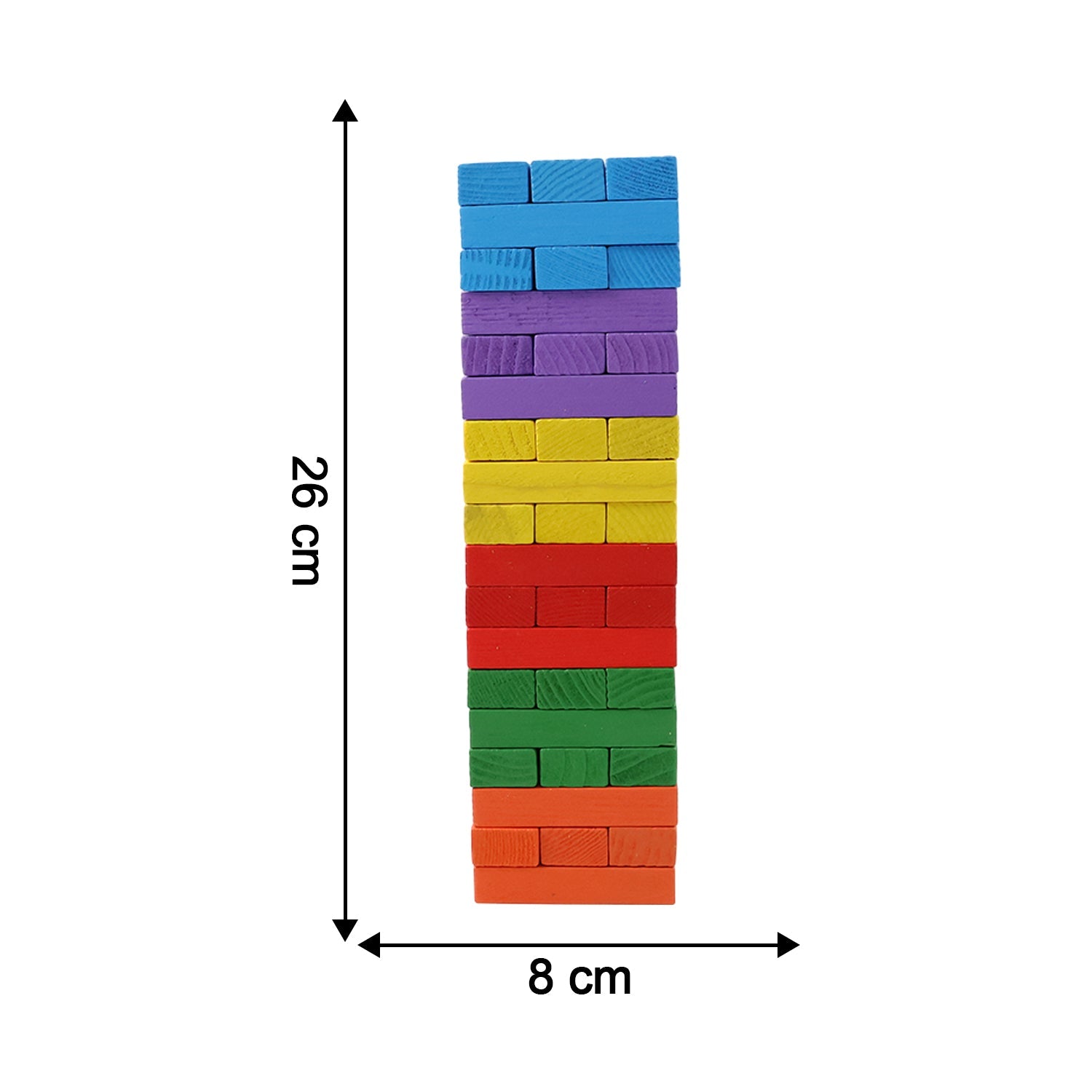 Wooden stacking tower game dimensions and pieces