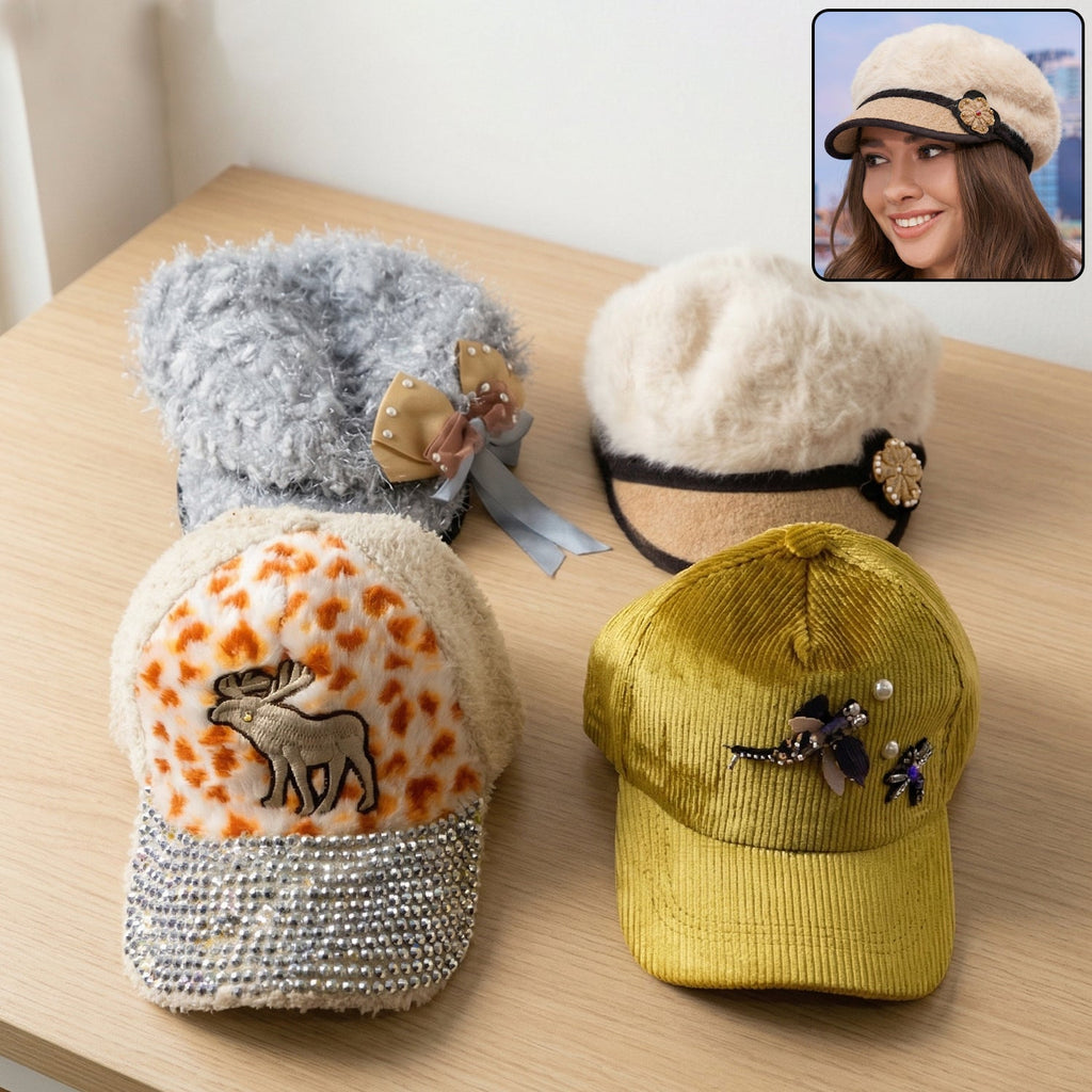 Embroidered designer cap for women and girls