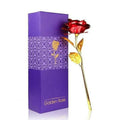 Beautiful 24K artificial golden rose with red petals displayed in elegant gift box