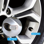 Silver valve caps displaying groove design for easy installation