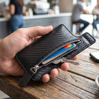 Stylish adhesive phone wallet in a vibrant color.