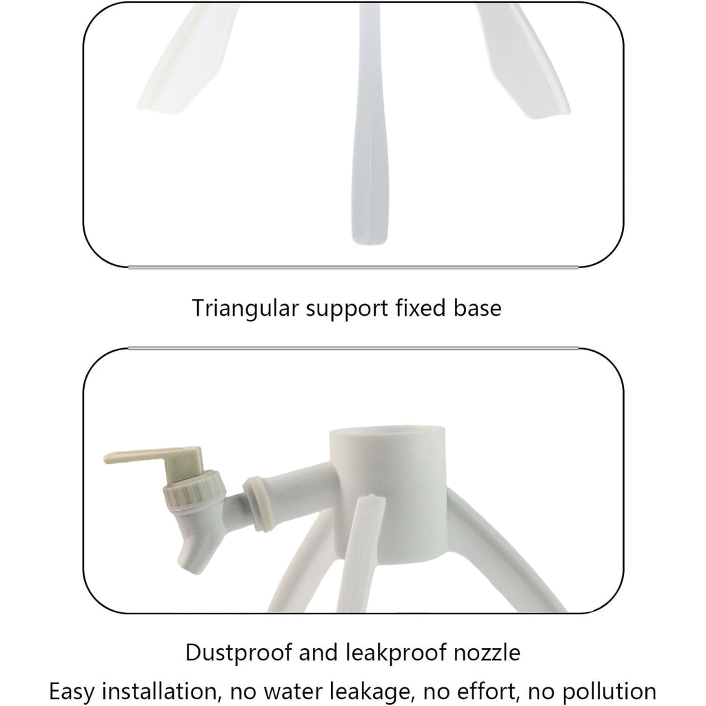 Durable plastic water dispenser with multiple cap adapters for bottle compatibility