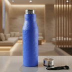 Top view of stainless steel water bottle blue color 1000ML